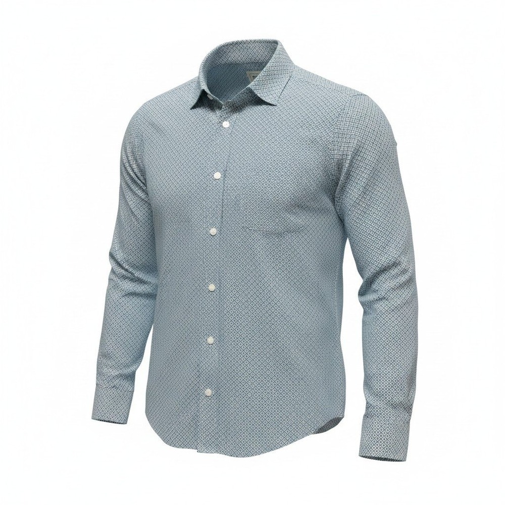 Button Down Shirt Denizen from Levis Small Mens Blue Excellent Geometric Pattern